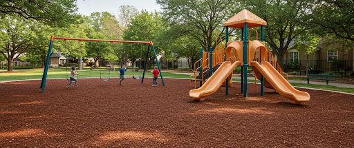 Playground surfaces, safe playground materials, outdoor play flooring