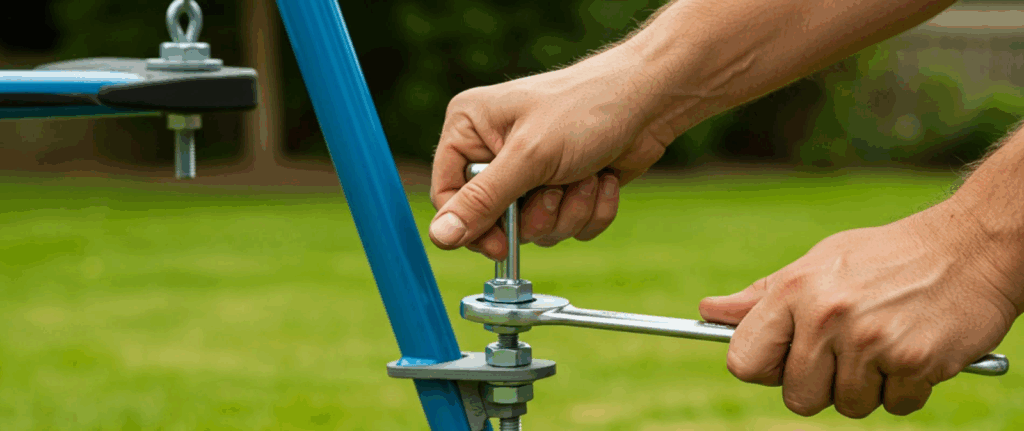 Backyard swing installation, how to anchor a swing set