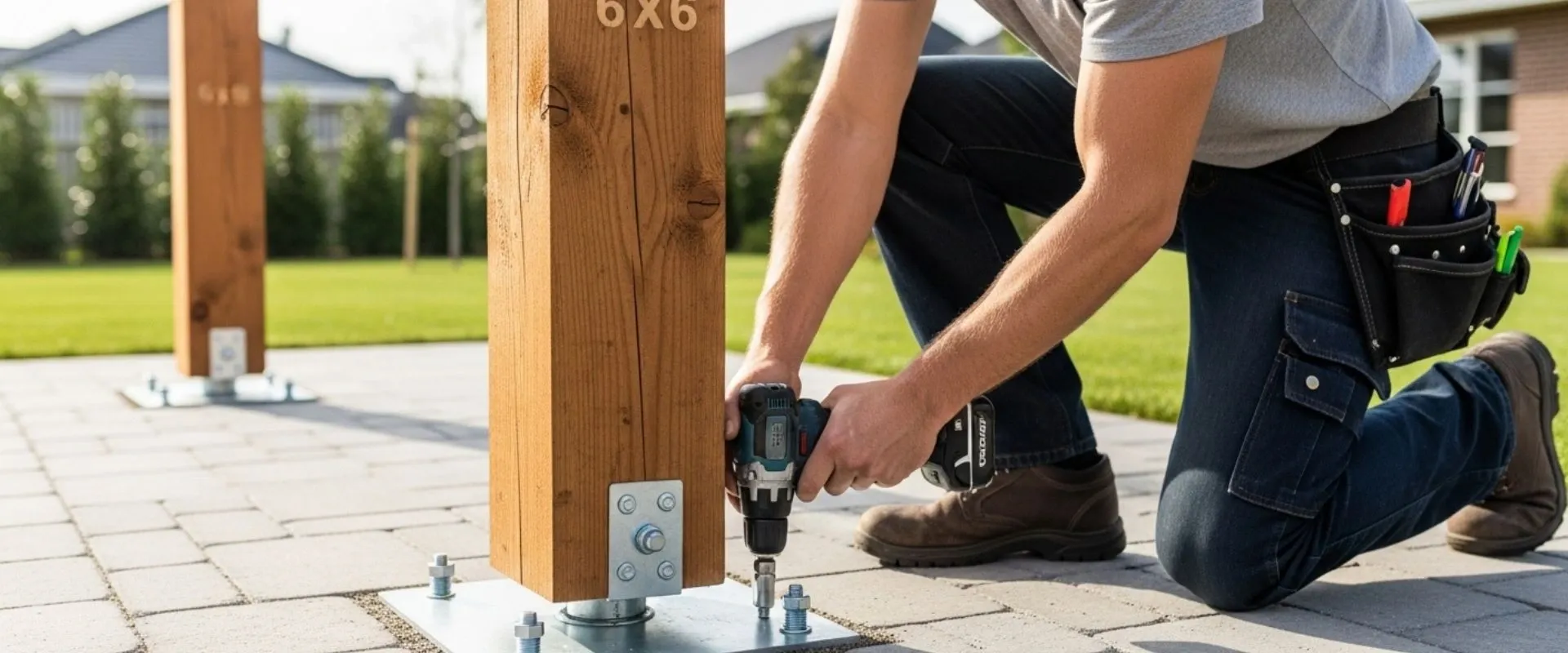 how to anchor a pergola to pavers