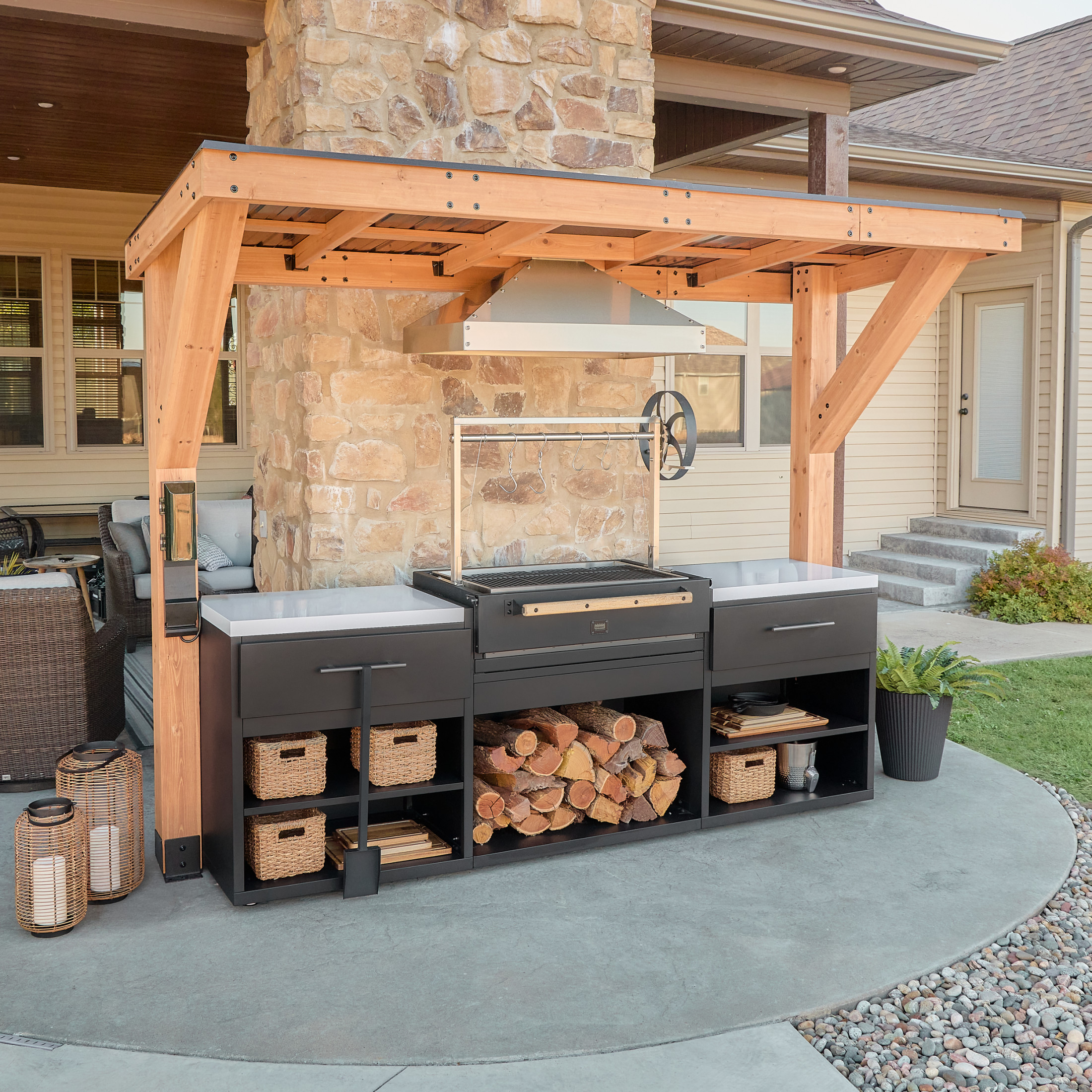 Timber Rock Outdoor Cook Station with Argentine Grill
