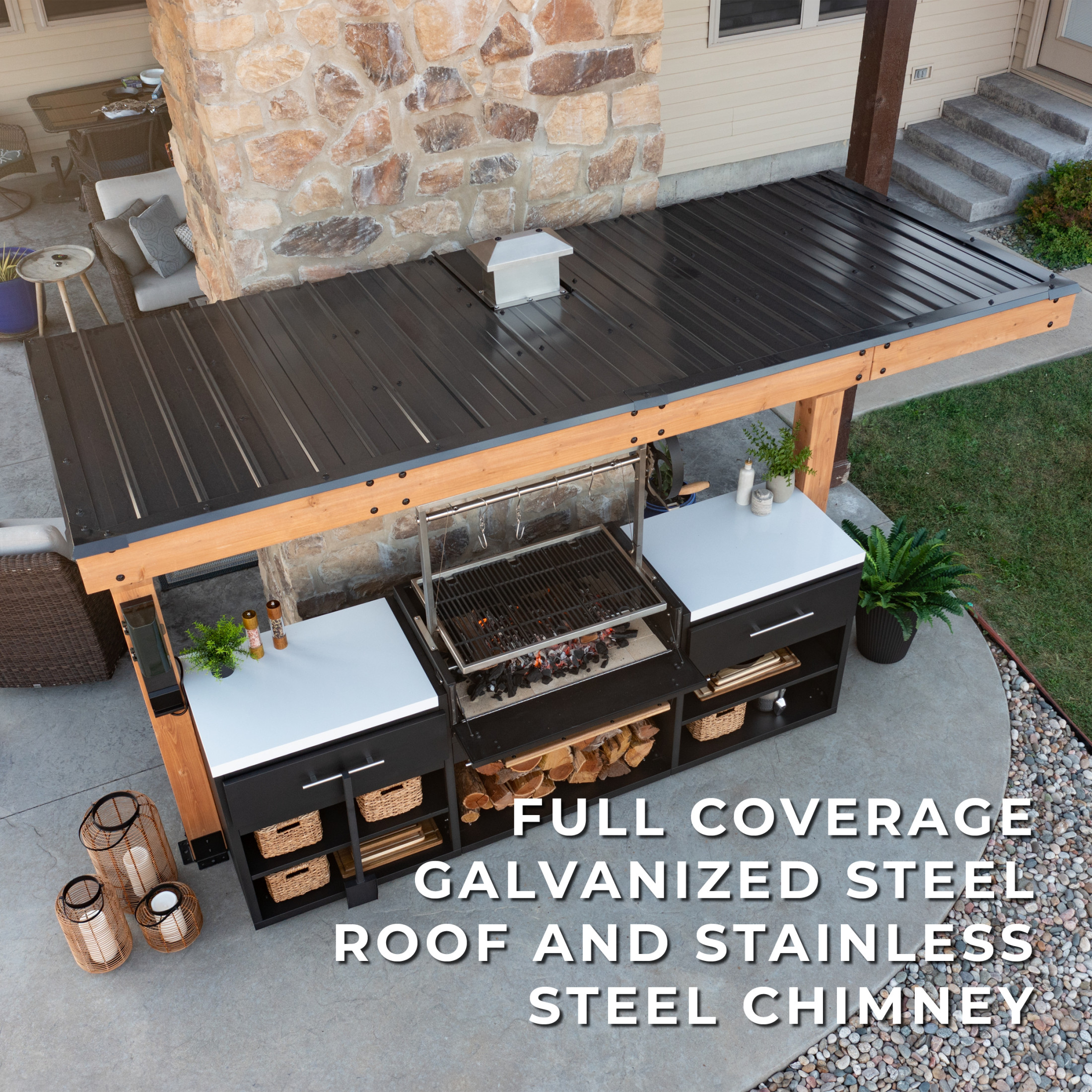 Timber Rock Outdoor Cook Station with Argentine Grill - Image 10