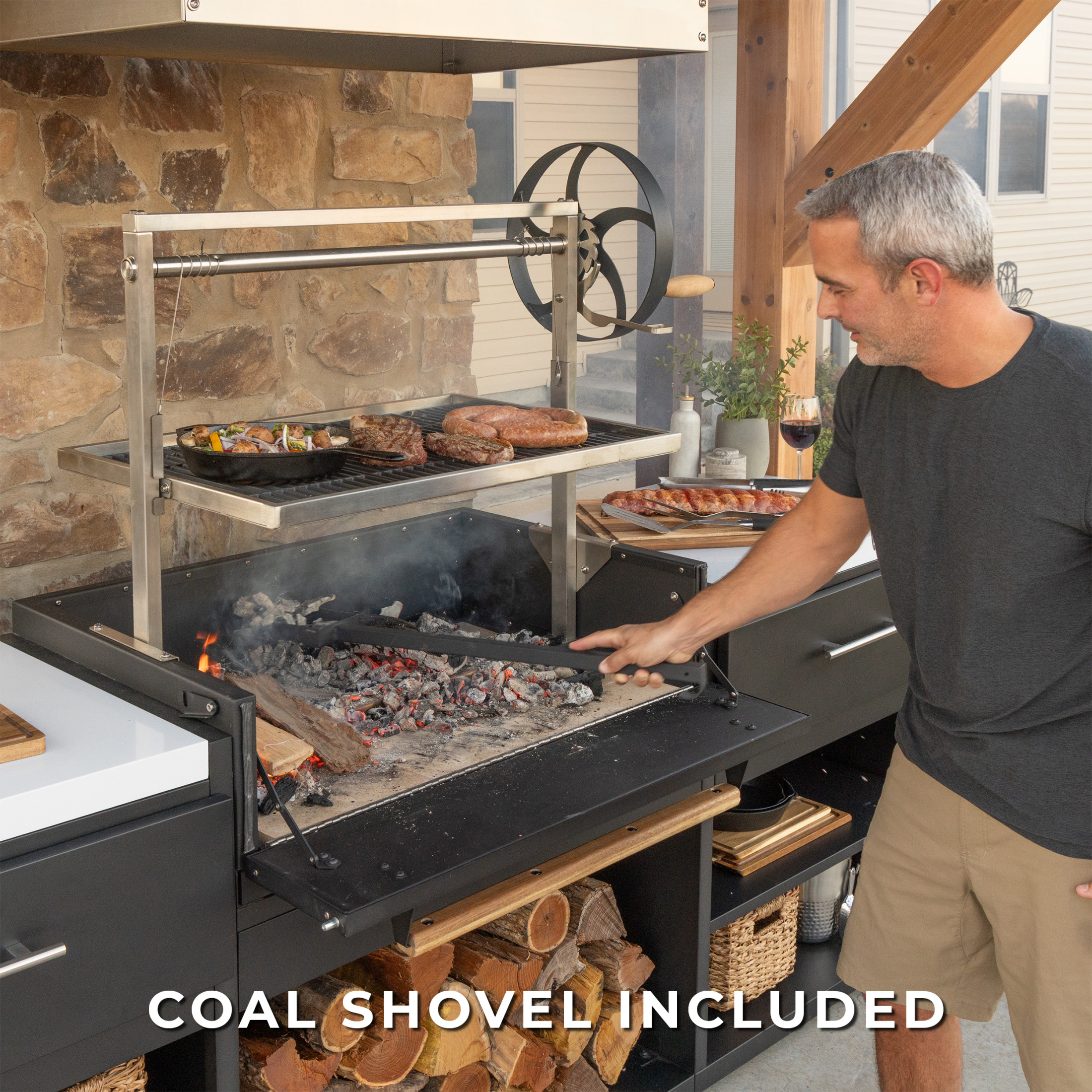 Timber Rock Outdoor Cook Station with Argentine Grill - Image 9