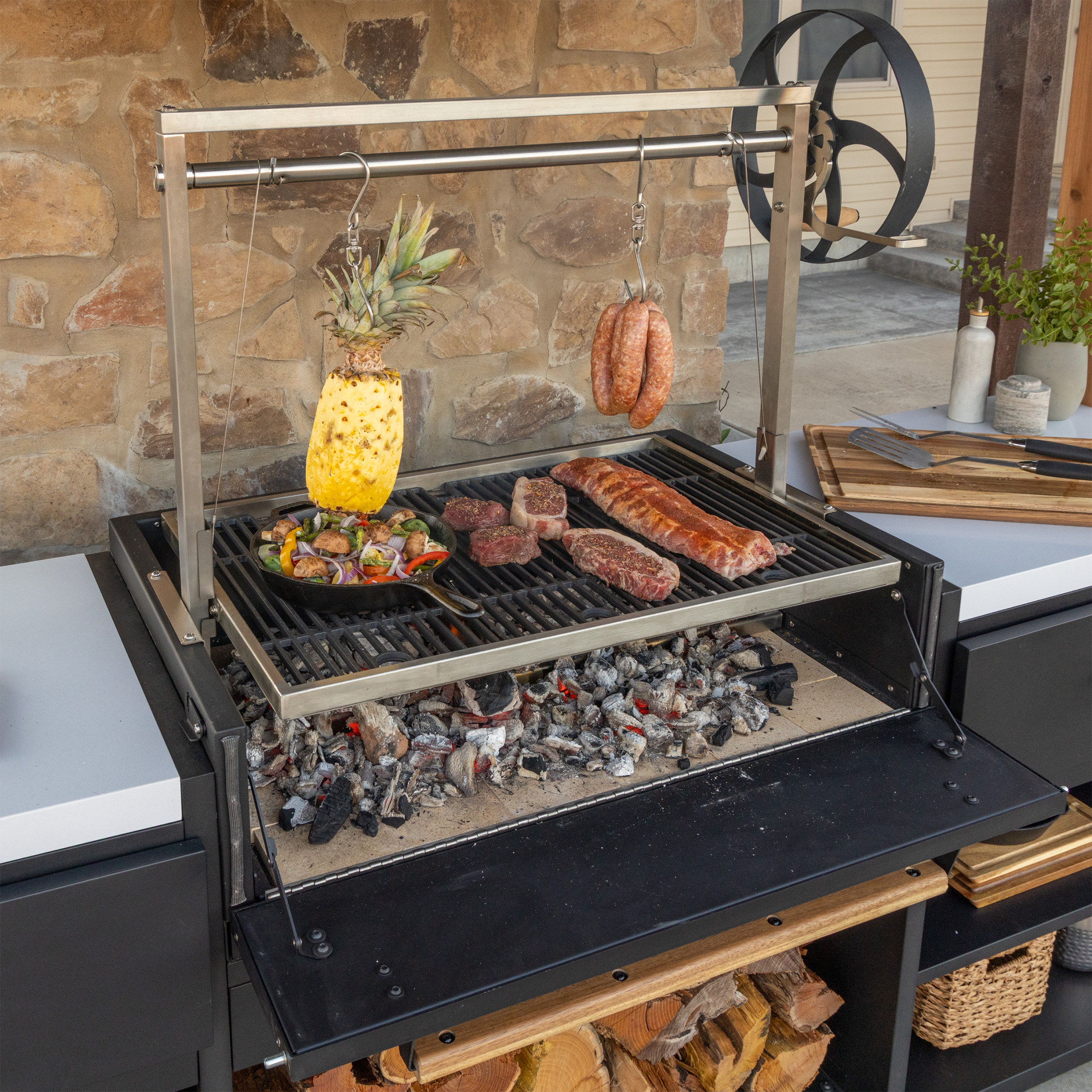 Timber Rock Outdoor Cook Station with Argentine Grill - Image 7