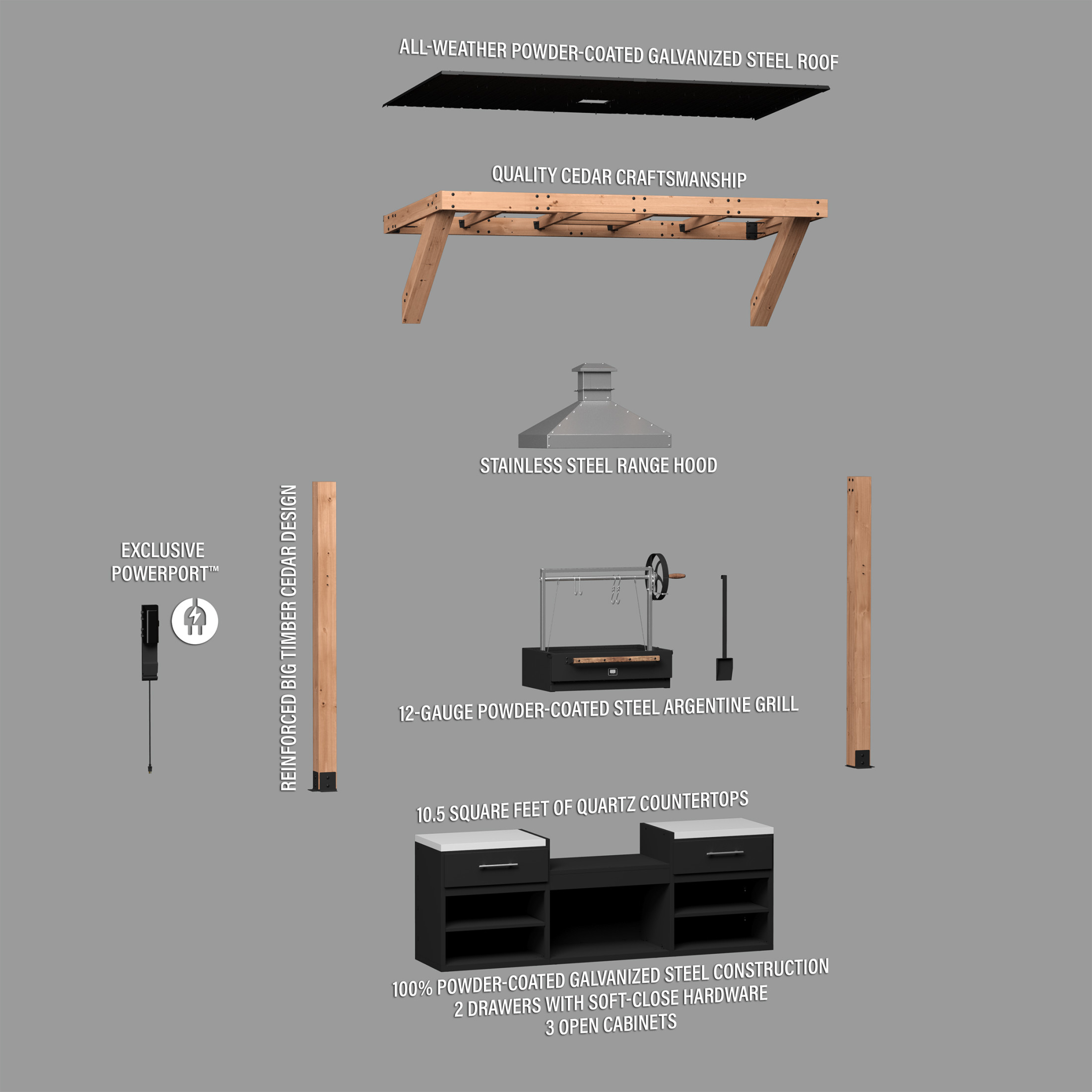 Timber Rock Outdoor Cook Station with Argentine Grill - Image 2