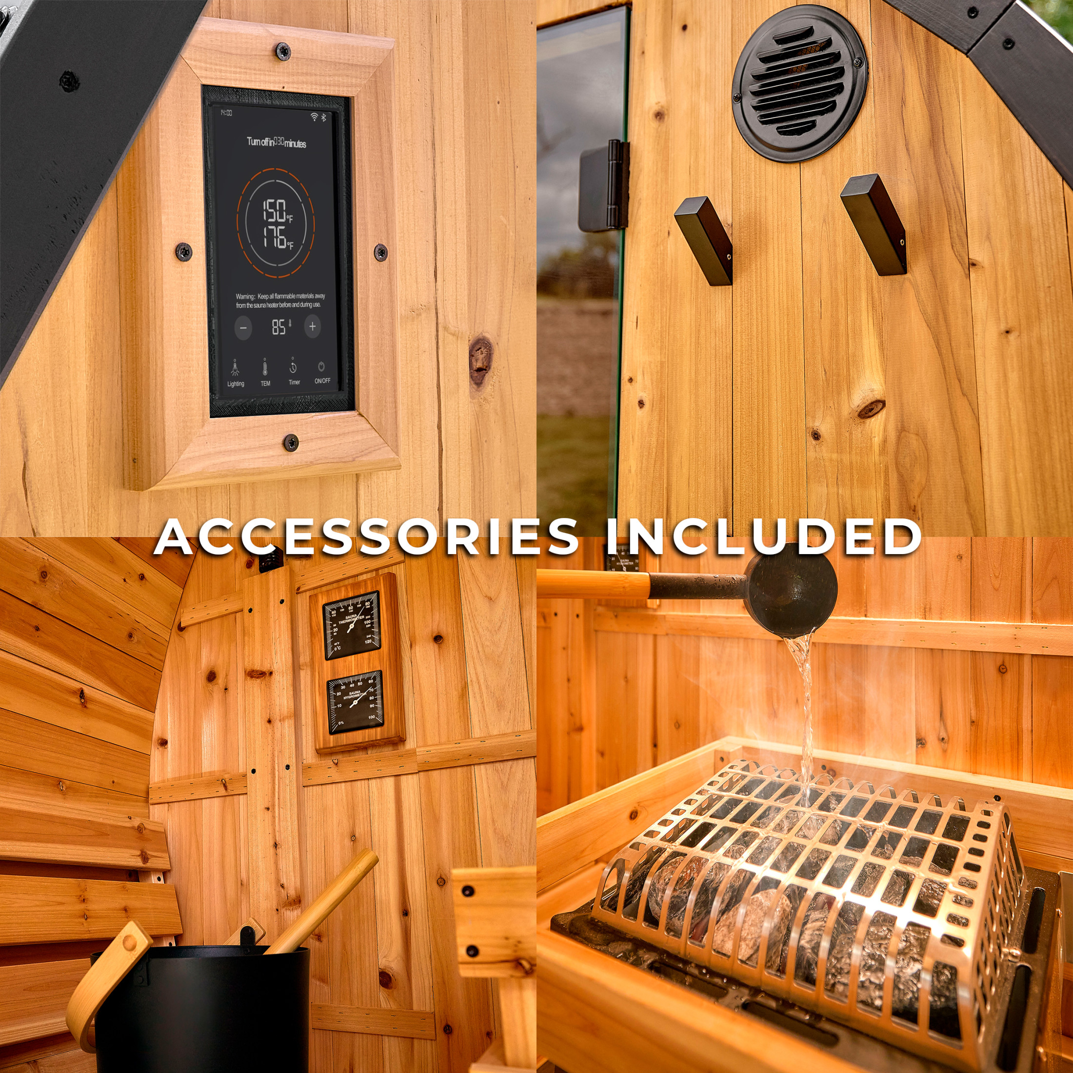 Paxton Outdoor Barrel Sauna with Porch – 2-4 Person - Image 2