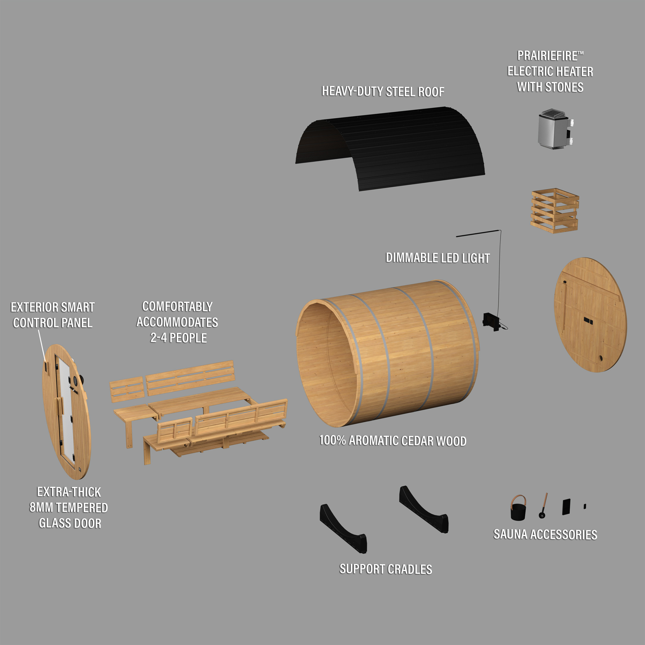 Paxton Outdoor Barrel Sauna with Porch – 2-4 Person - Image 16