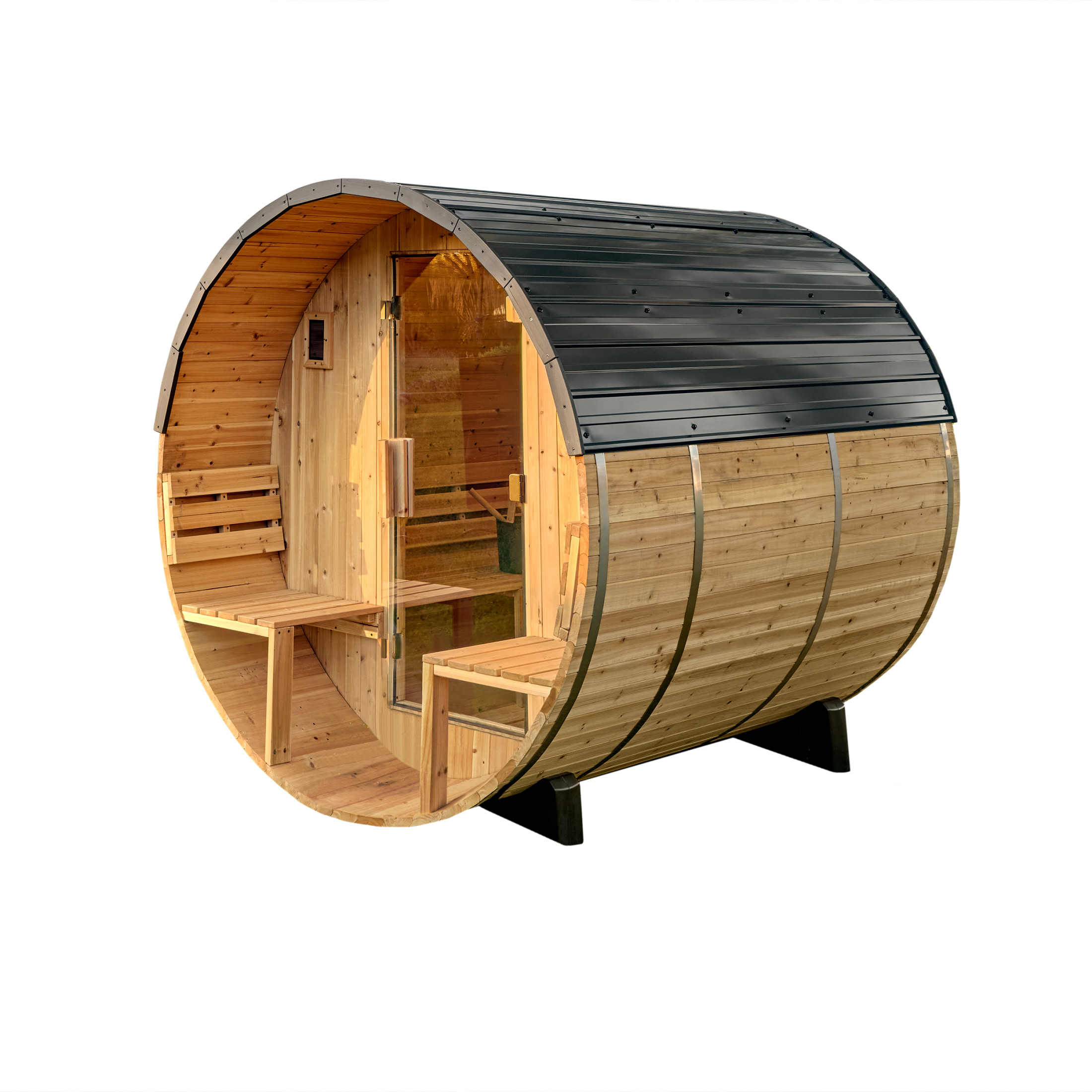 Paxton Outdoor Barrel Sauna with Porch – 2-4 Person - Image 13