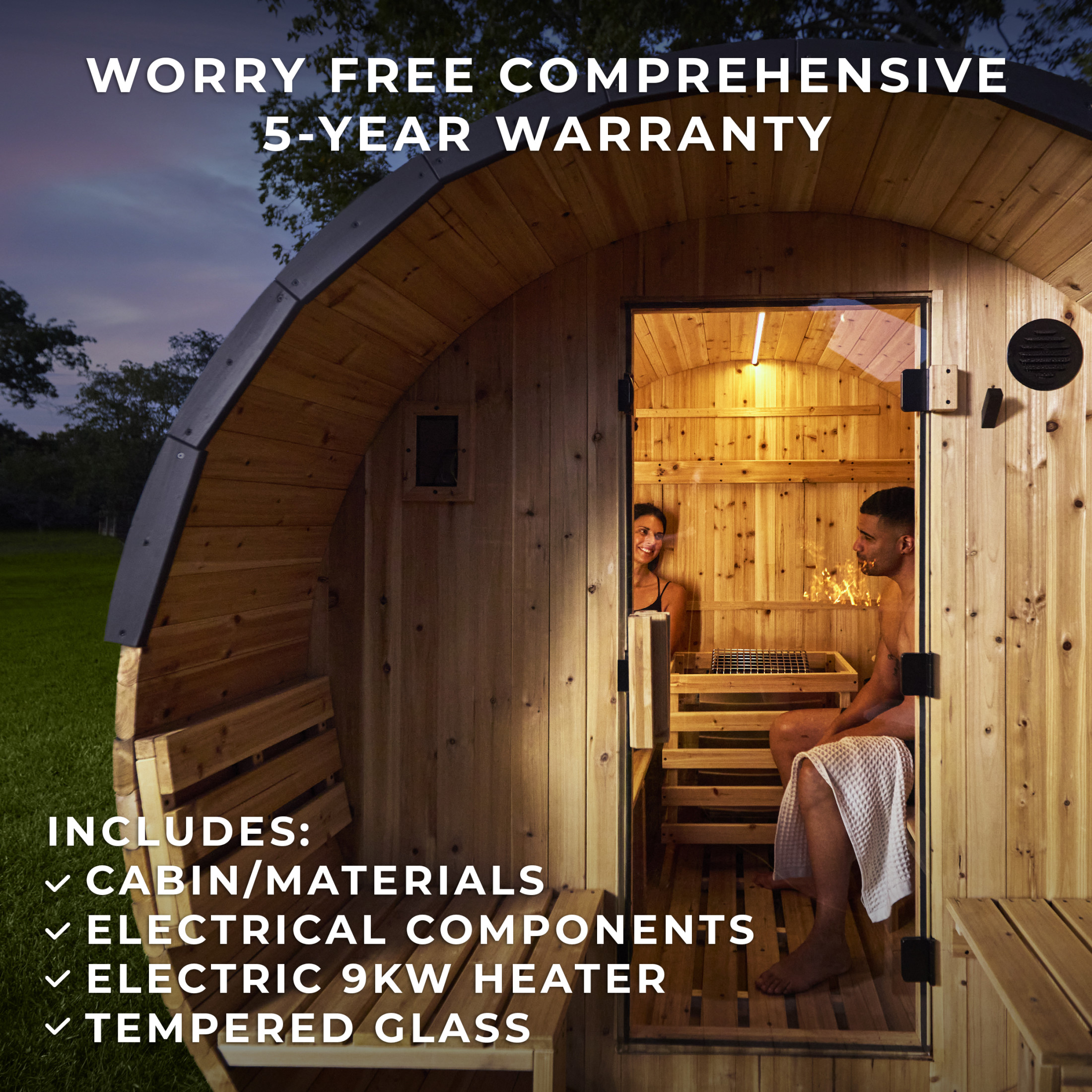 Paxton Outdoor Barrel Sauna with Porch – 2-4 Person - Image 11