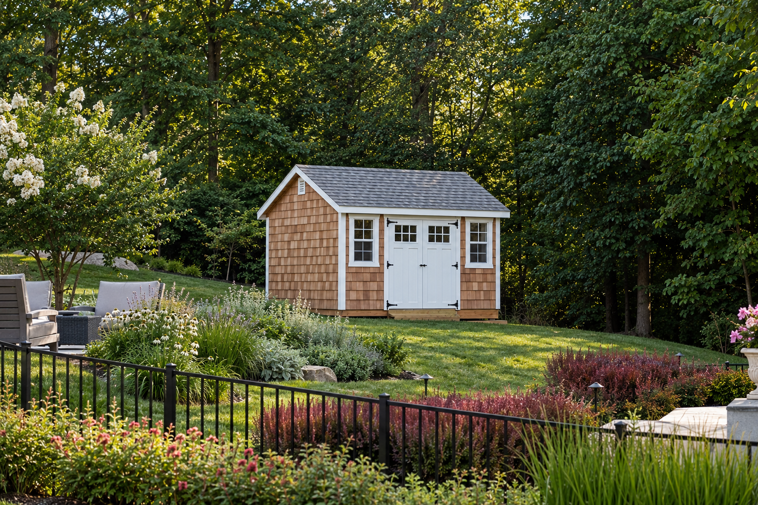 Custom blue Wood Kingdom shed