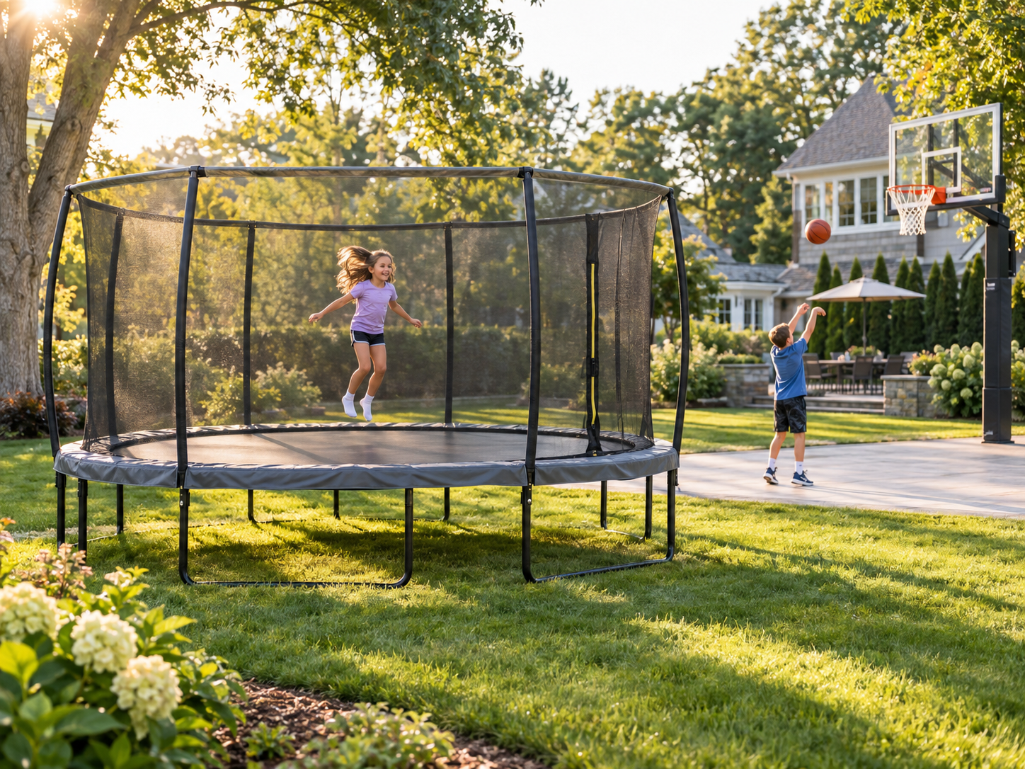 Wood Kingdom backyard trampoline