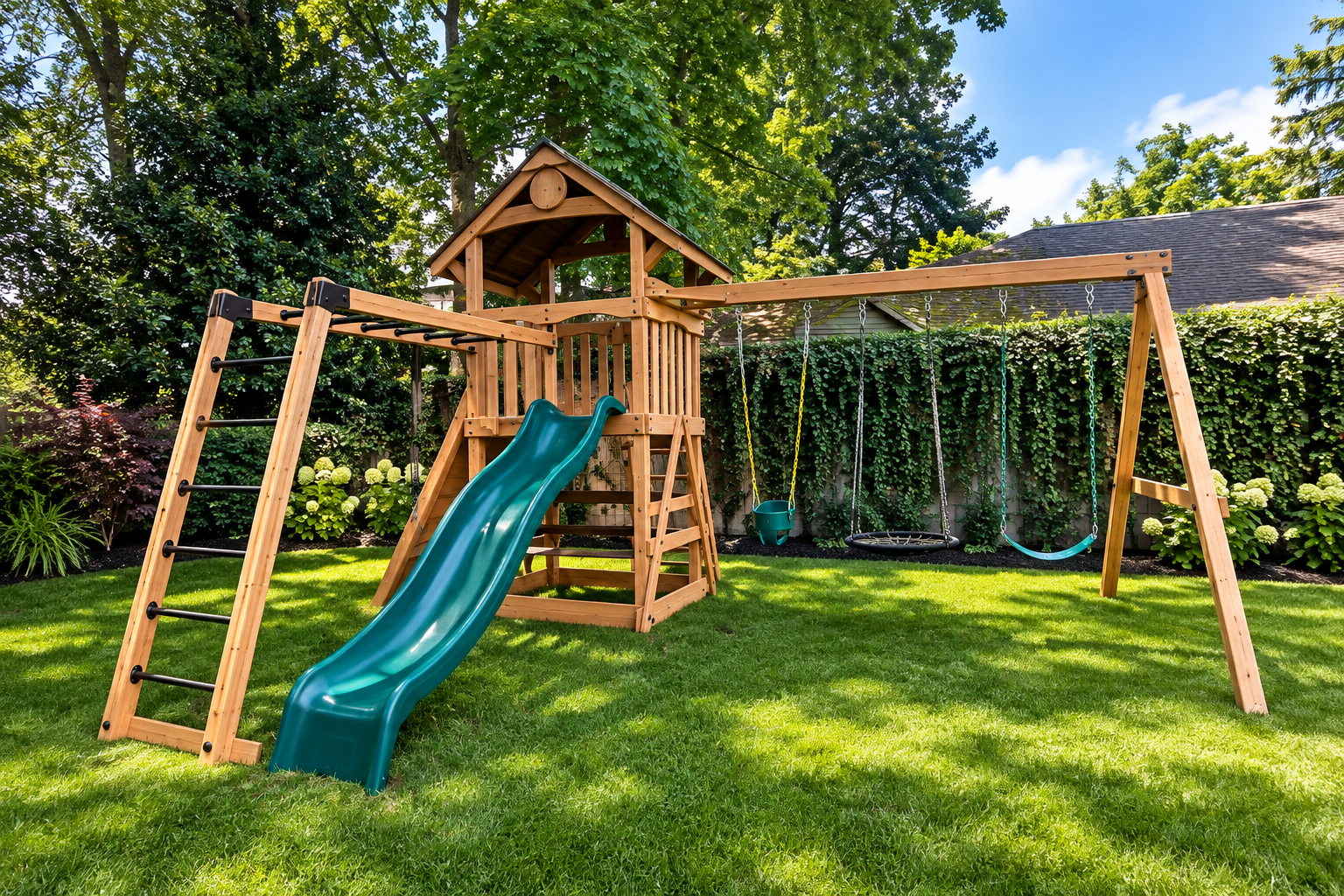 Wood Kingdom backyard swingset